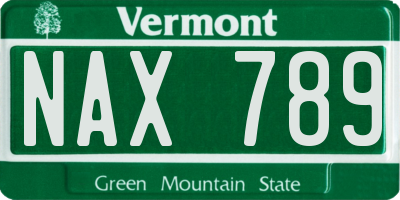 VT license plate NAX789