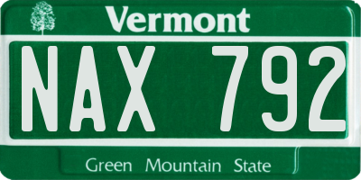 VT license plate NAX792