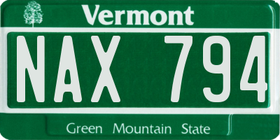 VT license plate NAX794