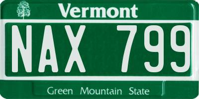 VT license plate NAX799