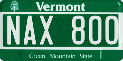 VT license plate NAX800