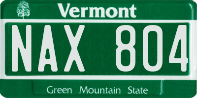 VT license plate NAX804