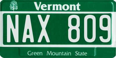 VT license plate NAX809