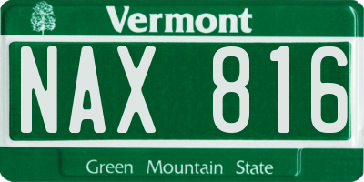 VT license plate NAX816