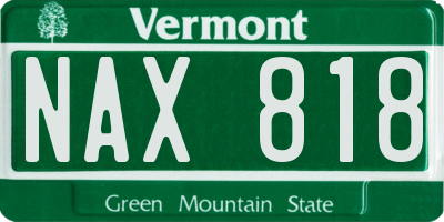 VT license plate NAX818