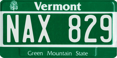 VT license plate NAX829