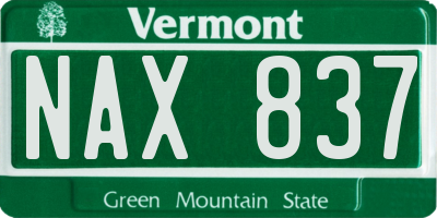 VT license plate NAX837