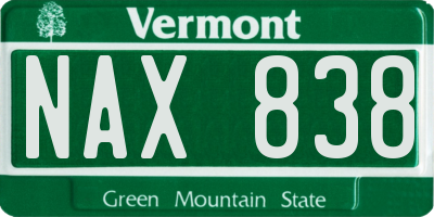 VT license plate NAX838