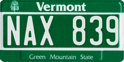 VT license plate NAX839