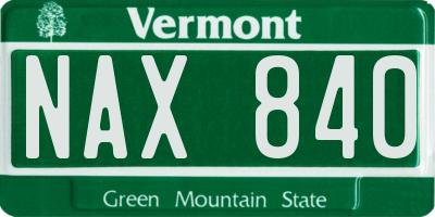 VT license plate NAX840