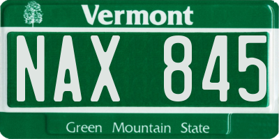 VT license plate NAX845