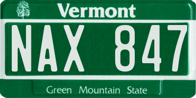 VT license plate NAX847