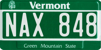 VT license plate NAX848