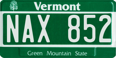 VT license plate NAX852