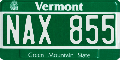 VT license plate NAX855