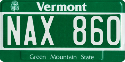VT license plate NAX860