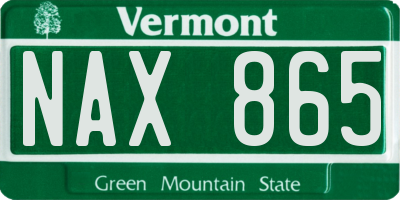 VT license plate NAX865