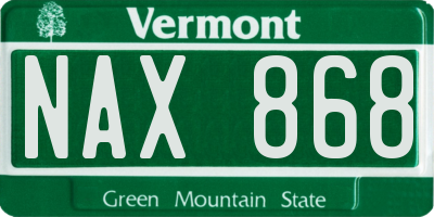 VT license plate NAX868