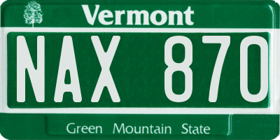 VT license plate NAX870