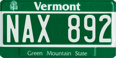 VT license plate NAX892