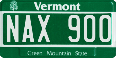 VT license plate NAX900