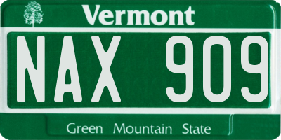 VT license plate NAX909