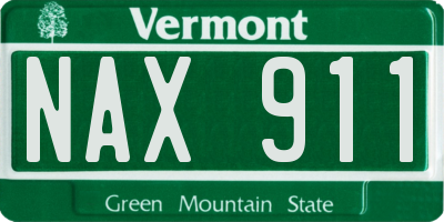 VT license plate NAX911