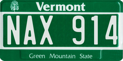 VT license plate NAX914