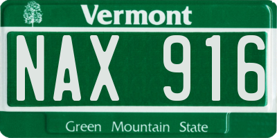 VT license plate NAX916