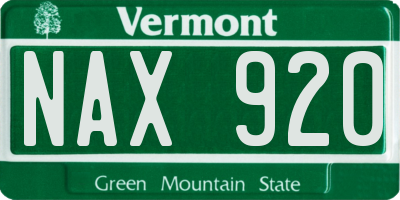 VT license plate NAX920