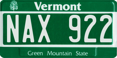 VT license plate NAX922