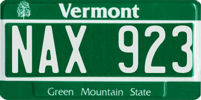 VT license plate NAX923