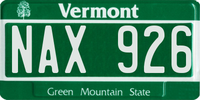 VT license plate NAX926
