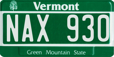 VT license plate NAX930