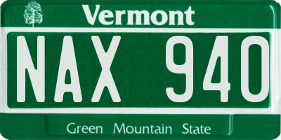 VT license plate NAX940