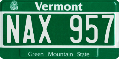 VT license plate NAX957