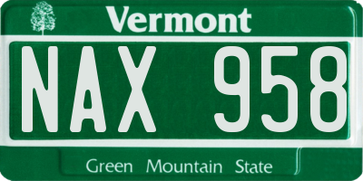 VT license plate NAX958