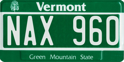 VT license plate NAX960