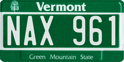 VT license plate NAX961