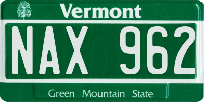 VT license plate NAX962