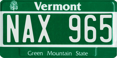 VT license plate NAX965