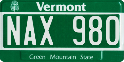 VT license plate NAX980