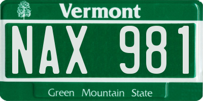 VT license plate NAX981