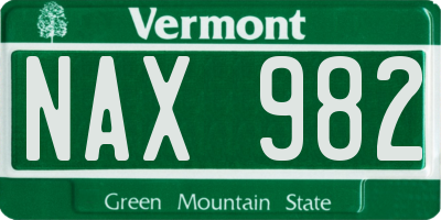 VT license plate NAX982