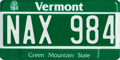 VT license plate NAX984