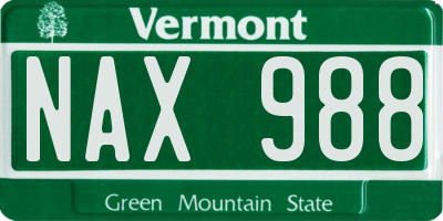 VT license plate NAX988