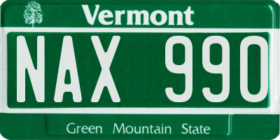 VT license plate NAX990
