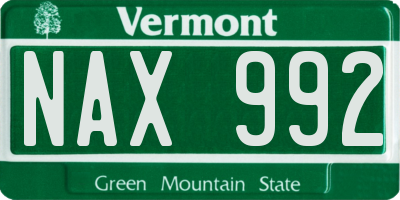 VT license plate NAX992