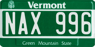 VT license plate NAX996