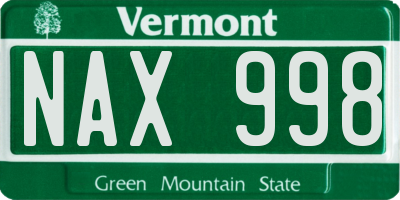 VT license plate NAX998